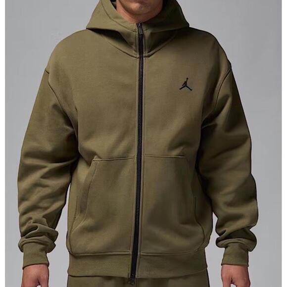 Nike Other - $110 Air Jordan Dri-Fit Sport Hoop Fleece Zip Hoodie Size Small Men Olive FV8602